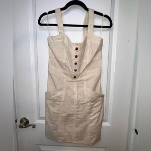 Japna Beige Linen Mini Dress